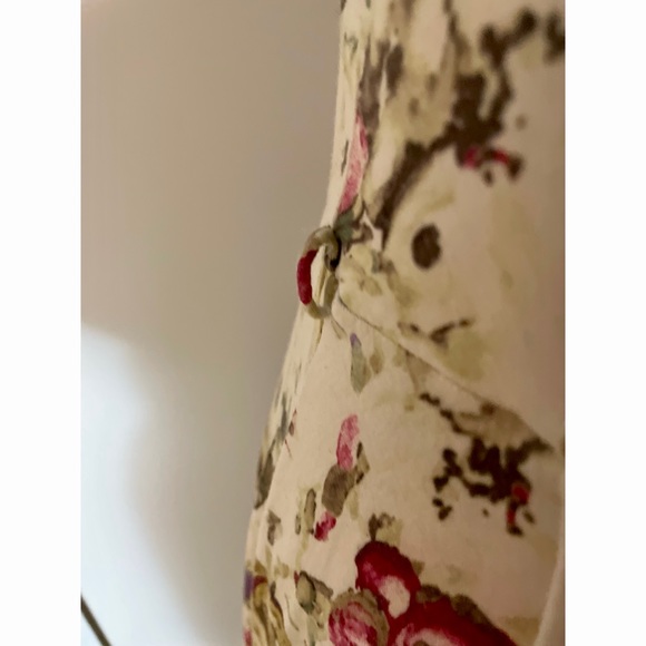 Cream Floral A-Line/Fit & Flare red Scoop Neck Dress Size L / XL - Picture 5 of 8